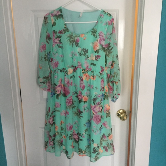 mint floral chiffon maternity dress
